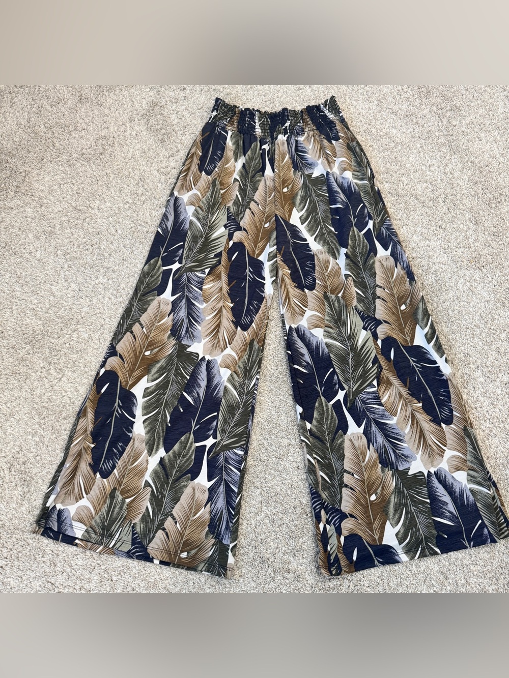 Allie Rose NWT Tropical Palm Print Wide Leg Beach Pants Size Small